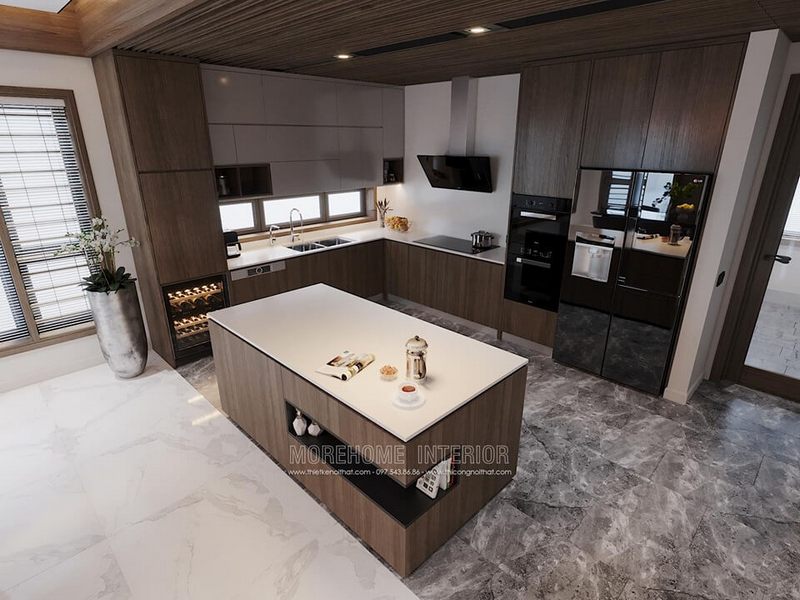 Lựa chọn đá nhân tạo ốp bếp, sàn cho phòng bếp đẹp và sạch sẽ